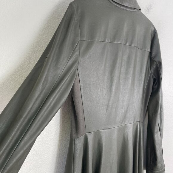 BCBGMAXAZRIA Womens Small Beatryce Faux Leather Shirt Dress Asymmetric Hem - Picture 13 of 14